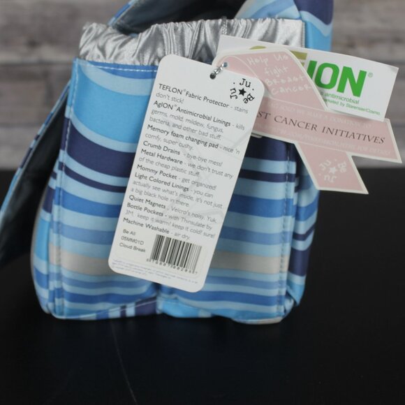 Ju Ju Be Baby Diaper Bag Crossbody Blue Striped W/Changing Mat New Teflon Be All - Picture 8 of 16